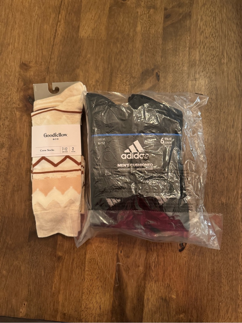 Adidas Men's Cushions Crew Socks - 6 Pack & Goodfellow Crew Socks Bundle